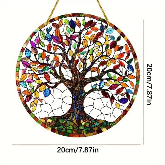 Suncatcher Tree of Life Hanging Window Decor Art Colorful In/Outdoor Family NEW - Picture 2 of 3